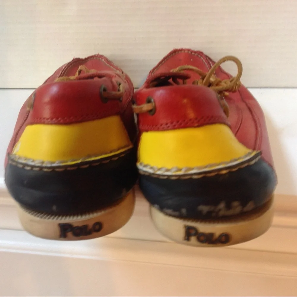 Vintage Ralph Lauren Polo Red Shoes Boat Yellow